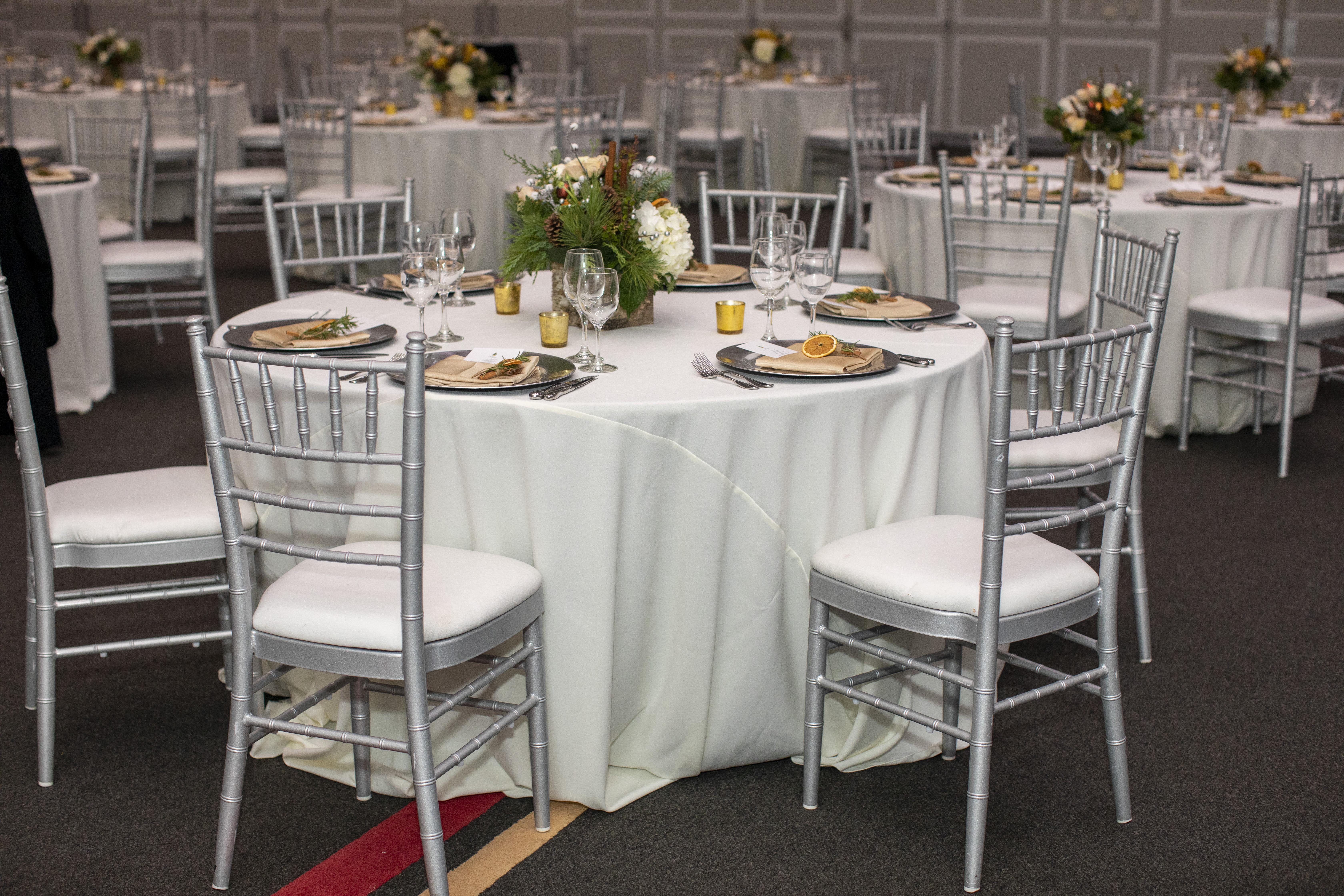 Banquet set with white linens
