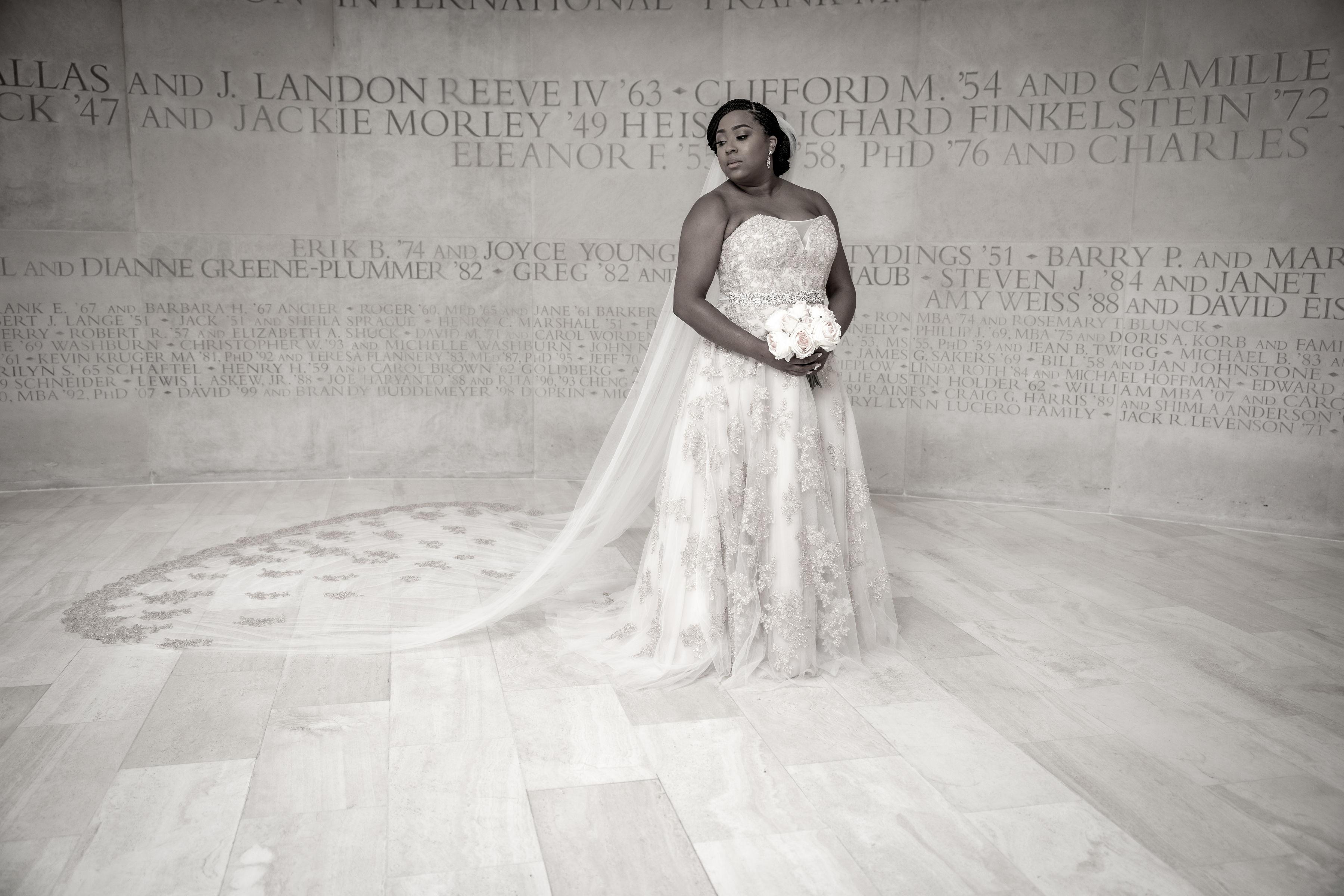 Bride in etched marble rotunda